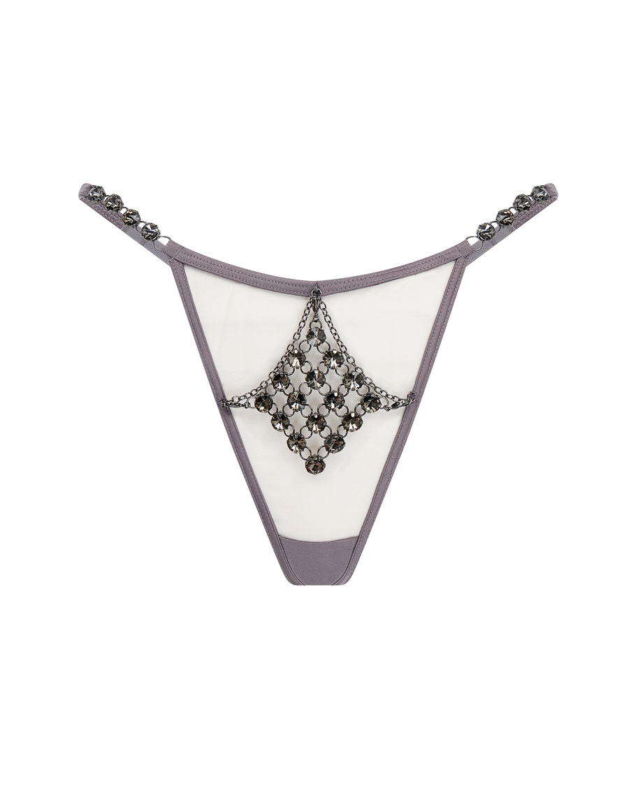 Серо-металлические трусы стринги Kensia