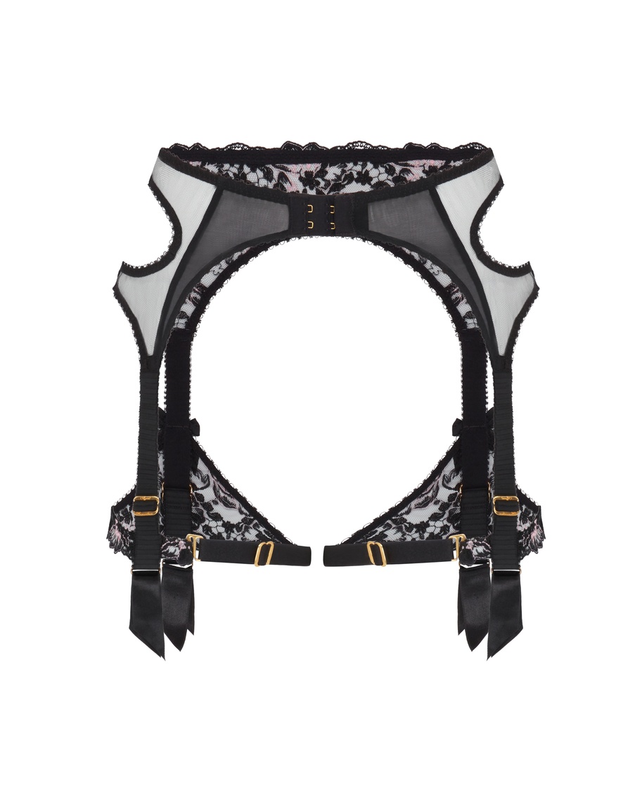 Черно-розовый пояс для чулок Lana