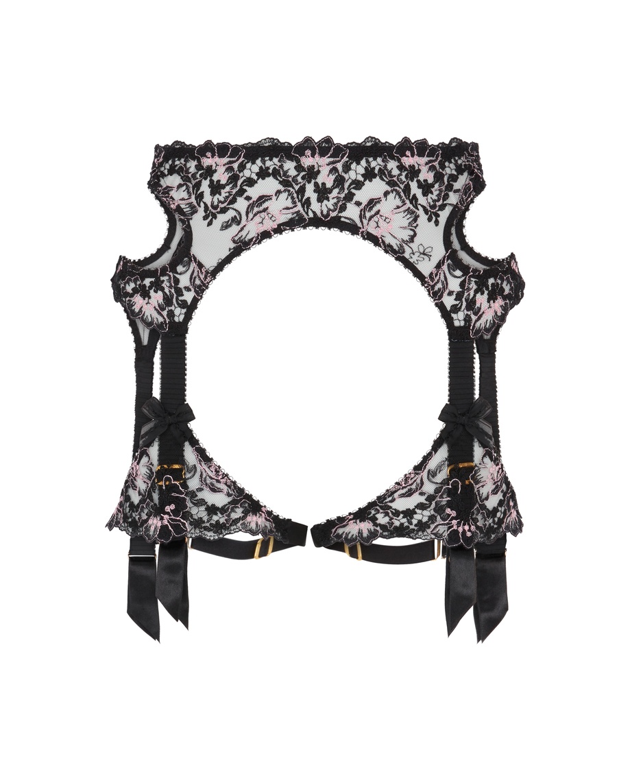 Черно-розовый пояс для чулок Lana