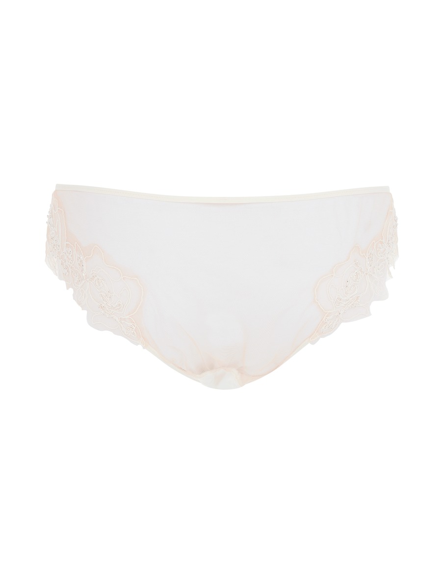 Белые классические трусы с вышивкой бусинами Lindie
