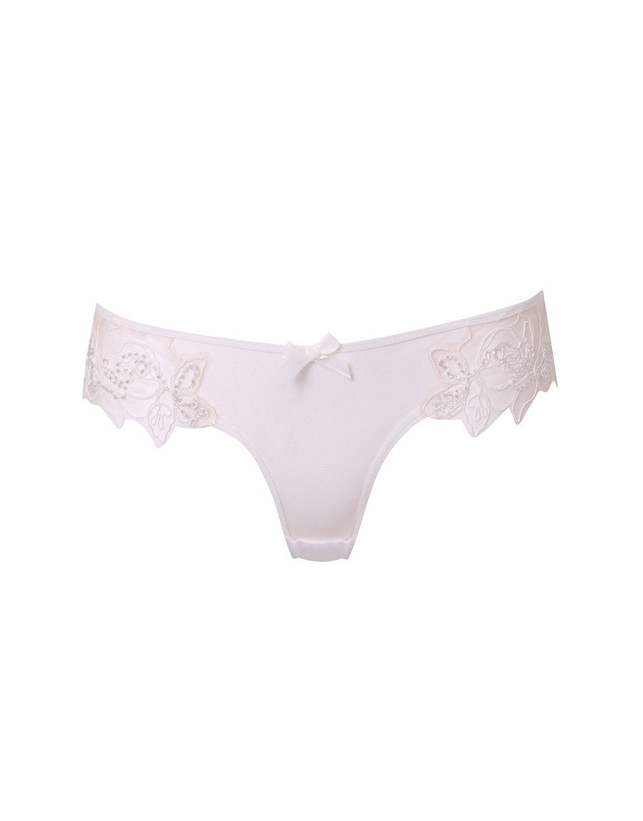 Белые классические трусы с вышивкой бусинами Lindie