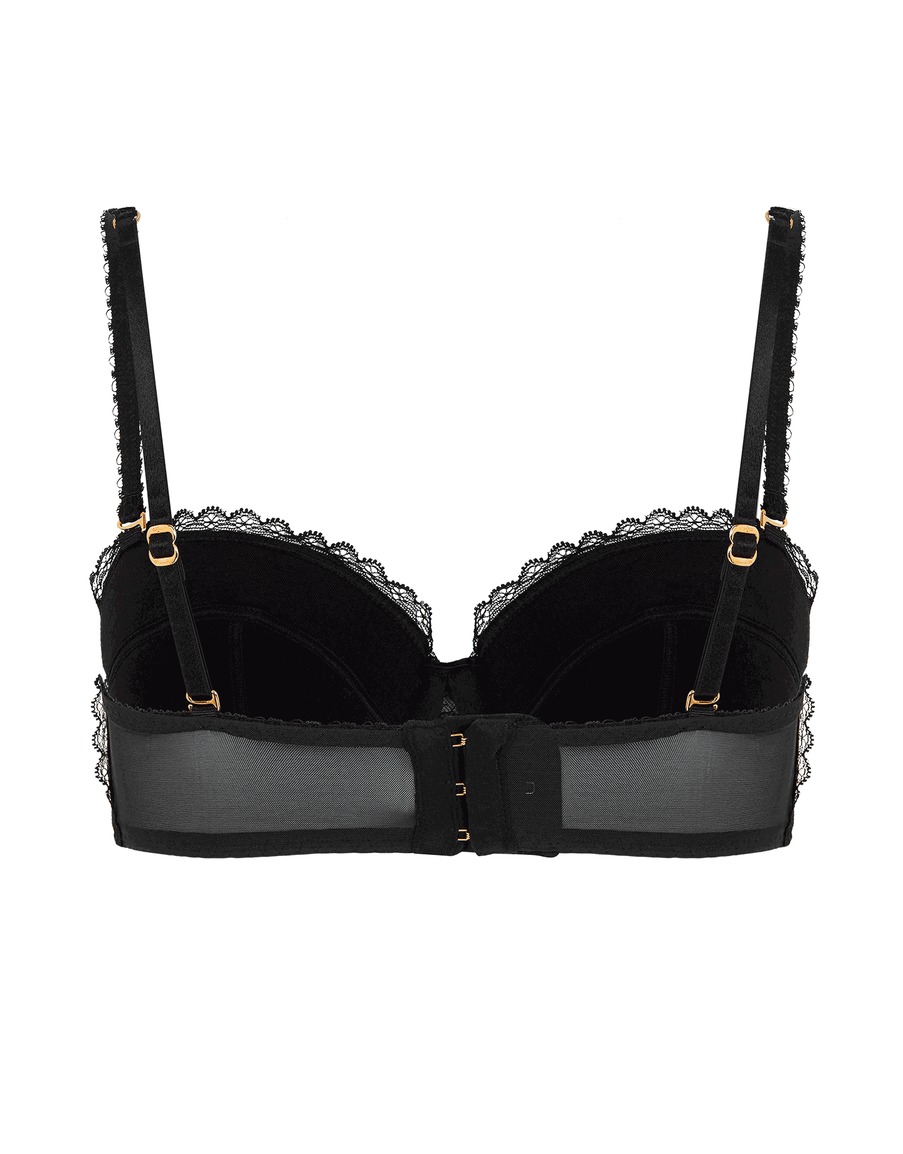 Черный бюстгальтер балконет Push up из кружева Hinda