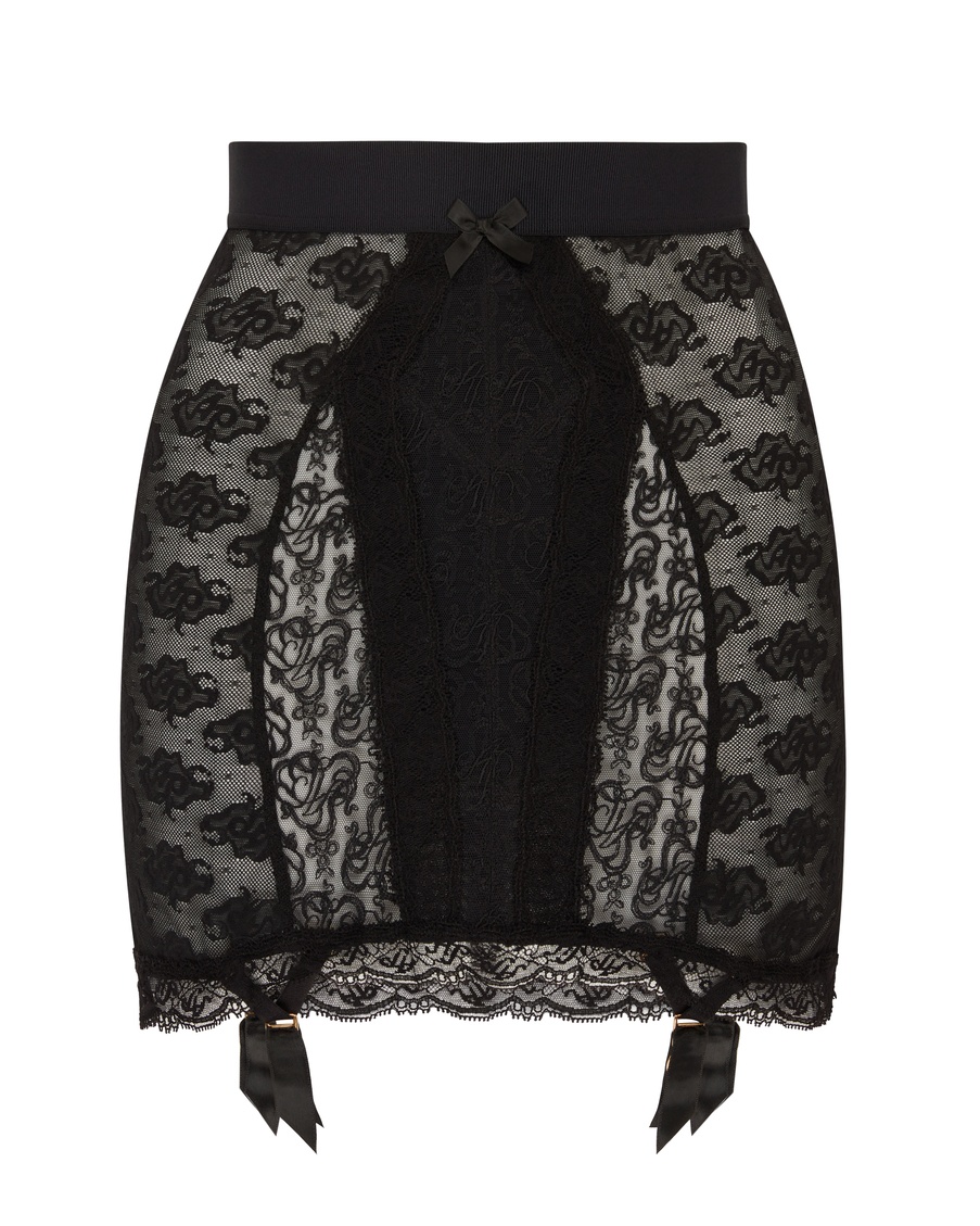 Черный удлиненный пояс для чулок Mercy