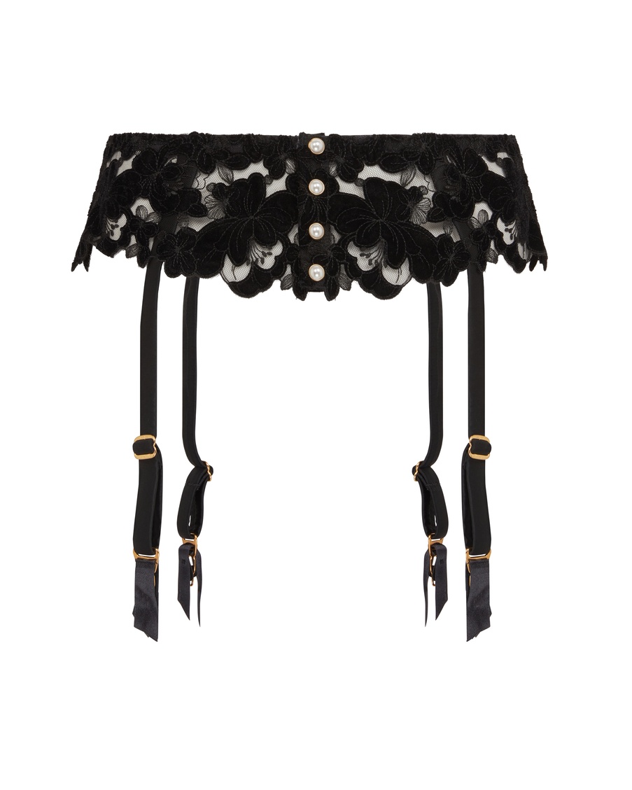 Черный пояс для чулок Arietta