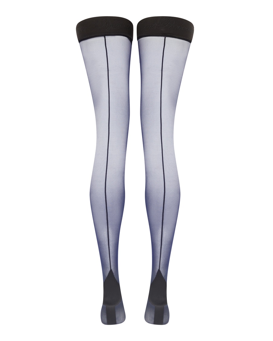 Сине-черные чулки на резинке Tanzie