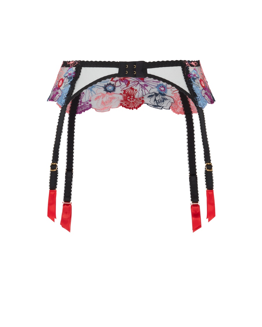 Черно-розовый пояс для чулок Zuri