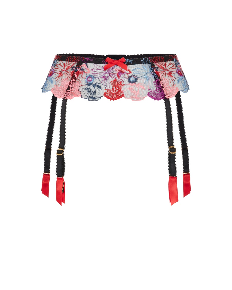 Черно-розовый пояс для чулок Zuri