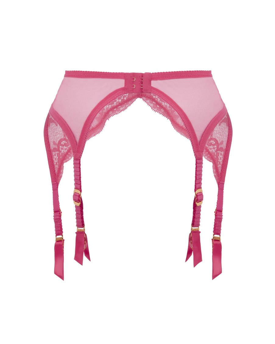 Розовый кружевной пояс для чулок Bernie