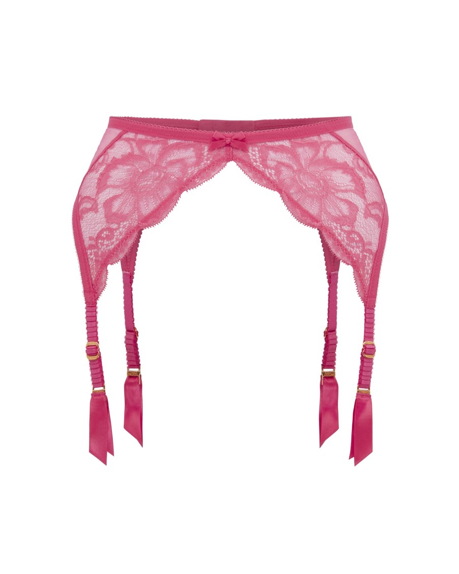 Розовый кружевной пояс для чулок Bernie