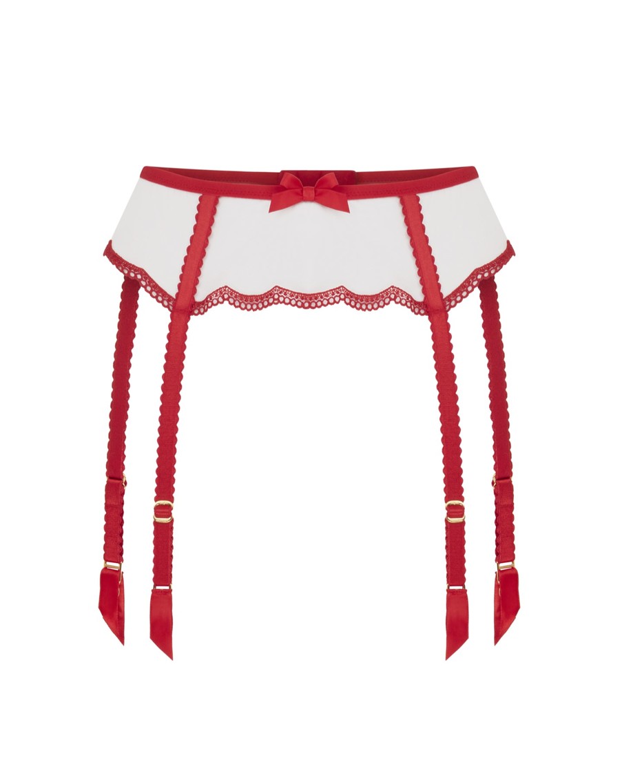 Пояс для чулок с красной отделкой Kay