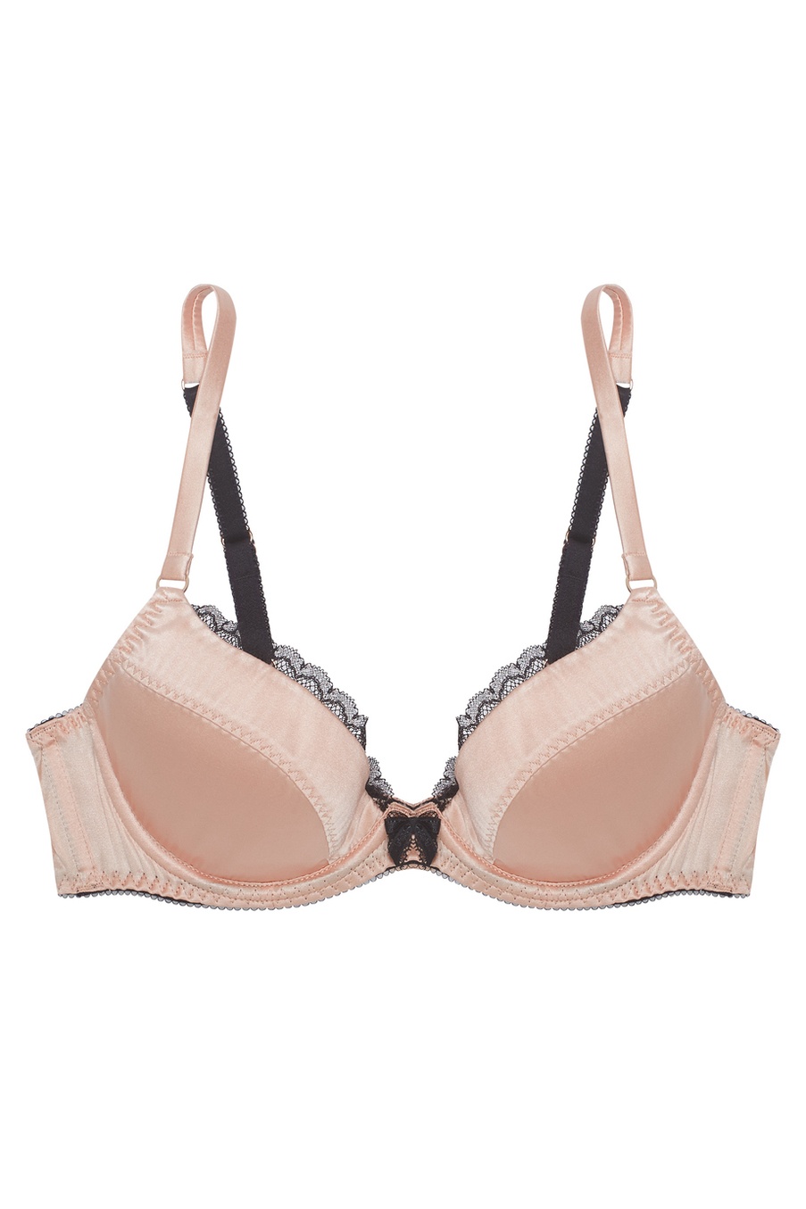 Шелковый бюстгальтер с плотной чашкой push-up пудрового цвета Felinda