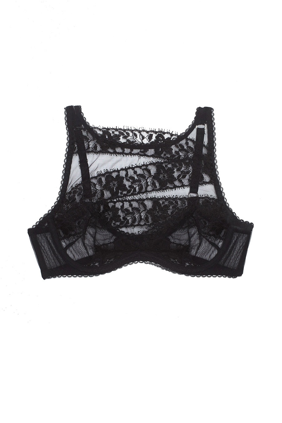 Черный прозрачный бюстгальтер-топ с кружевными вставками Angelica