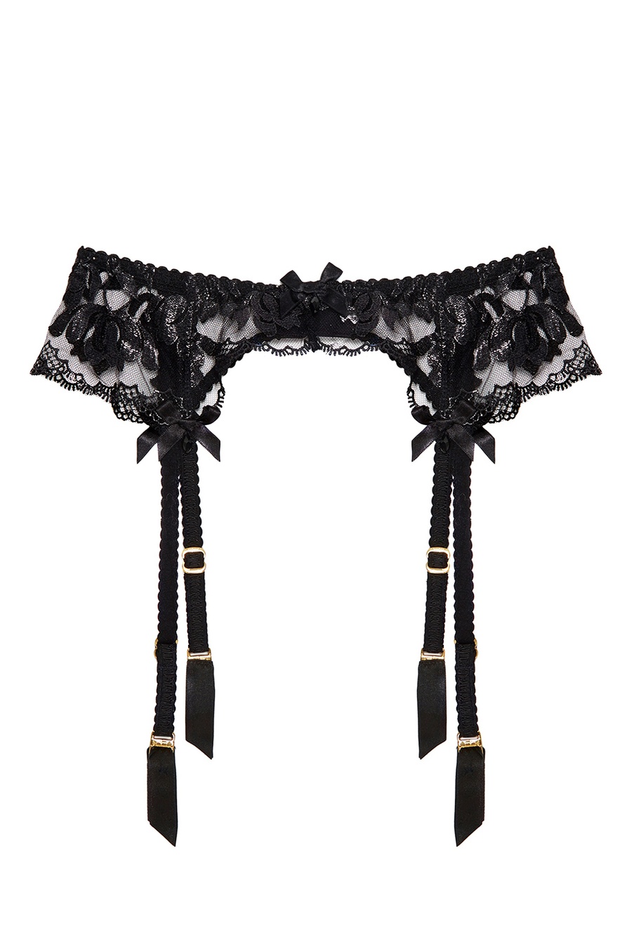 Черный пояс для чулок с вышивкой Sparkle